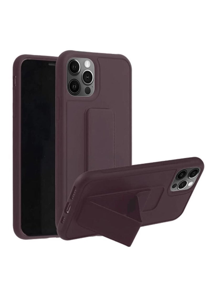 Brand Collection iPhone 12 Pro Max Case 6.7 inch with Magnetic Stand Holder Premium Silicone Vertical and Horizontal Hand Strap Grip Multi Stand Cover  - Image 1