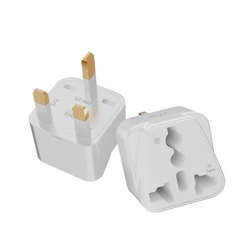 rts (2 Pack) India to England London UK Travel Plug Adapter Converter Type G Compatible with UK, UAE, Dubai, Scotland British Qatar Irish & Hong Kong - Ideal for Laptops, Mobiles, Tablets, Chargers - Image 1