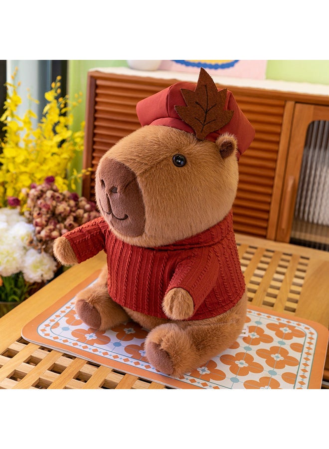 Cute Travel Capybara Plush Doll Sweater Belt Pants Kabibala Creative Cotton-padded Coat Capybara-Specifications:Sweater Style-Color:35cm 0.5kg  - Image 1