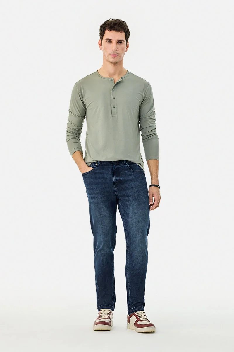 SNITCH Stretch Regular Fit Henley Collar T-Shirt