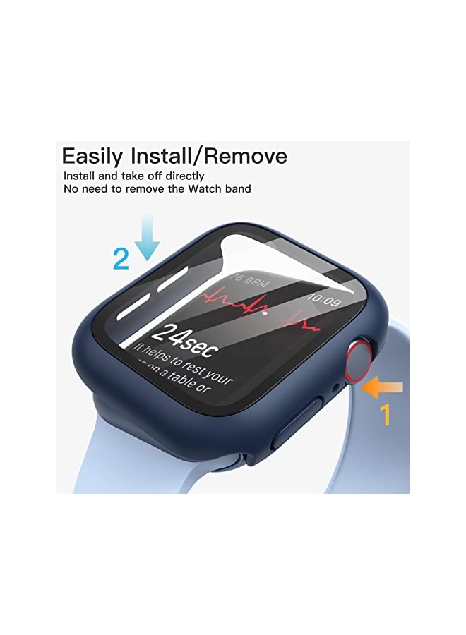 Jetech Case with Screen Protector Compatible with Apple Watch SE (2022/2020) /Series 6 5 4 44mm, Overall Protective Cover, Built-in Tempered Glass Film High Sensitivity, 2 Pack (Blue) - Image 3