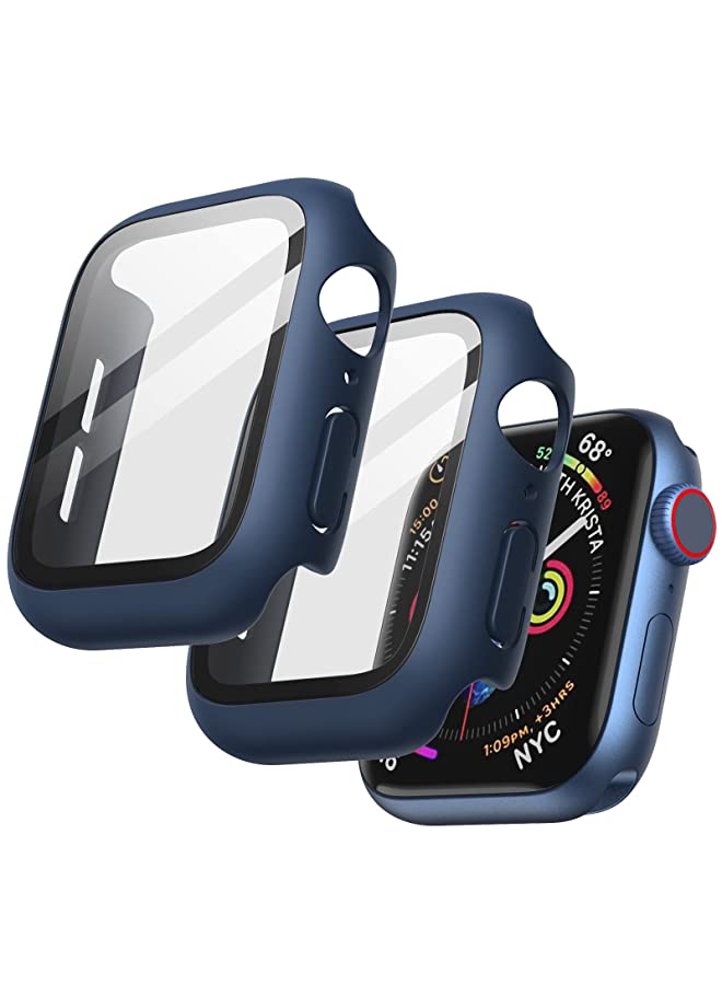Jetech Case with Screen Protector Compatible with Apple Watch SE (2022/2020) /Series 6 5 4 44mm, Overall Protective Cover, Built-in Tempered Glass Film High Sensitivity, 2 Pack (Blue) - Image 1