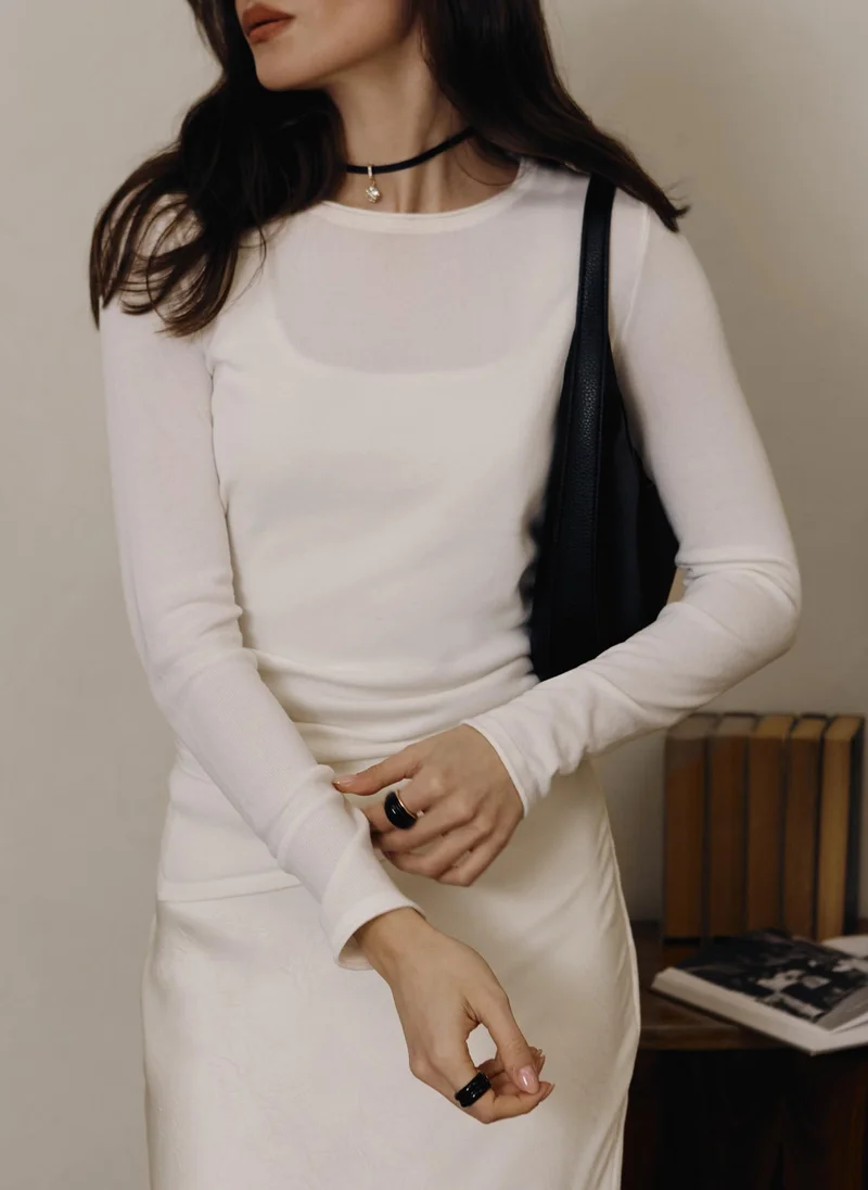 Lichi Jersey top with asymmetrical edge