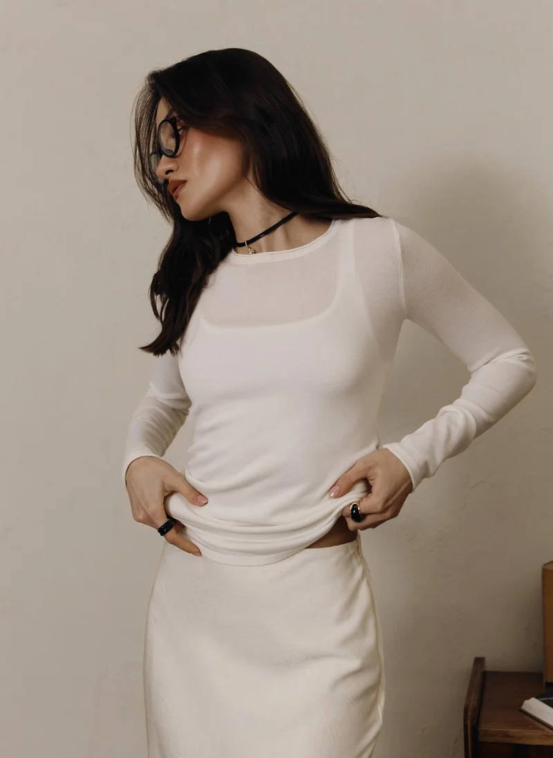 Lichi Jersey top with asymmetrical edge