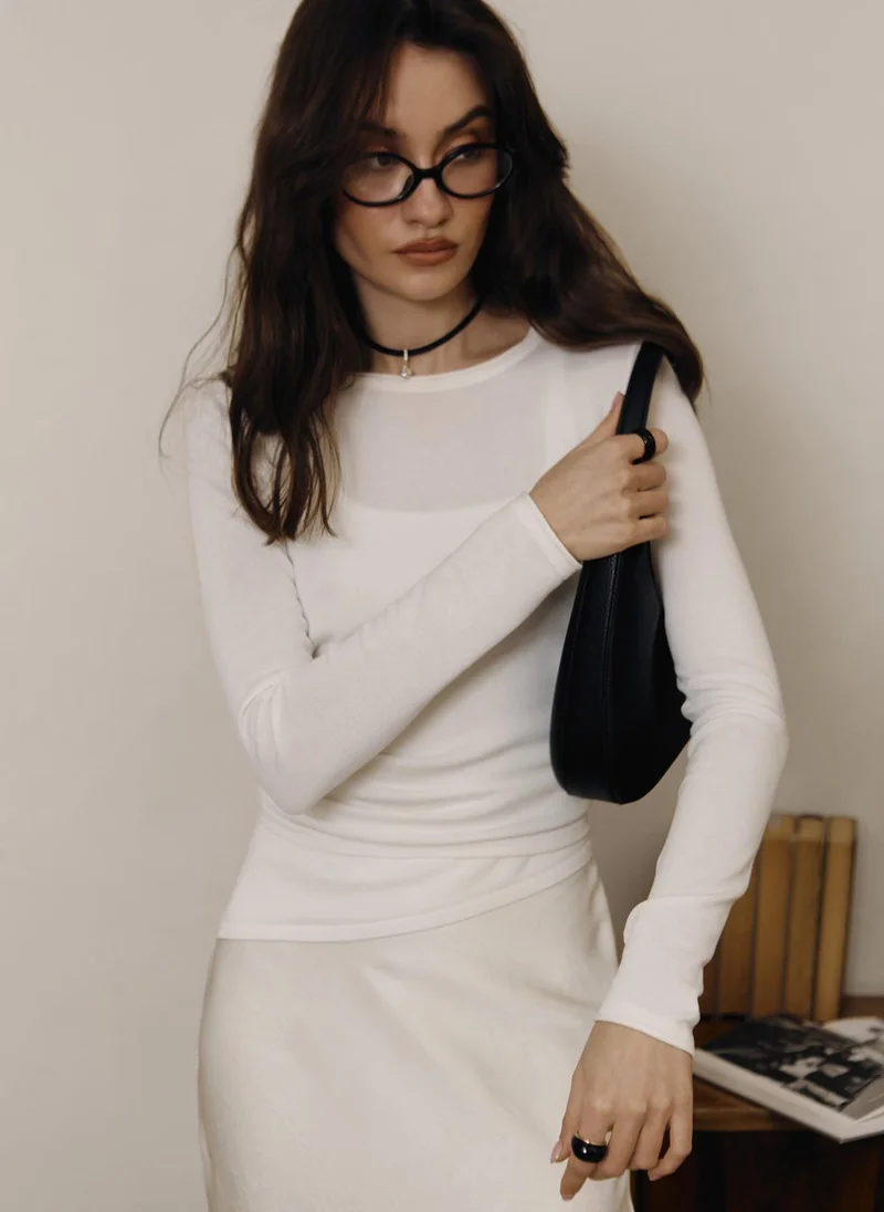 Lichi Jersey top with asymmetrical edge