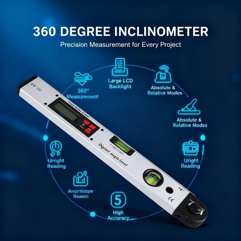 Digital Inclinometer Angle Gauge 360 Degree With Backlight For Woodworking Pipefitter - Image 5