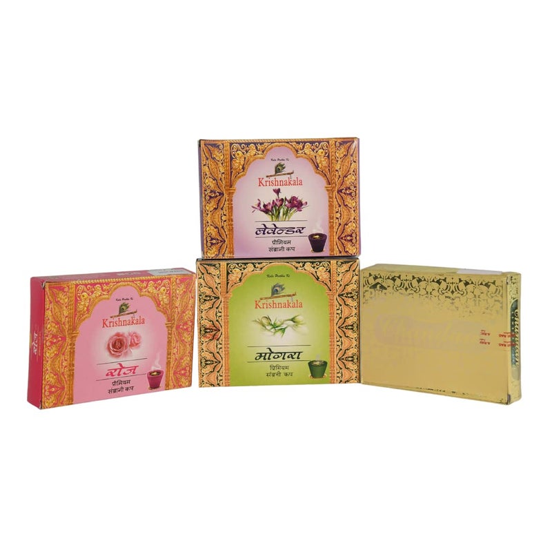 Krishnakala Krishnakala Floral Sambrani Cup Combo of Rose Lavender Mogra and Chandan 12 Cups Each  - Image 1