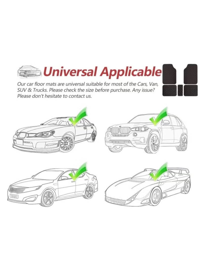 YooA 5-pc Premium Car Floor Mat Set, Waterproof All Weather Protection Odorless Rubber with Anti-Slip Feature, Universal Fit Car Floor Mats, Suitable for Cars Trucks Jeeps Vans and SUVs Universal Fit (Black-Black)  - Image 5
