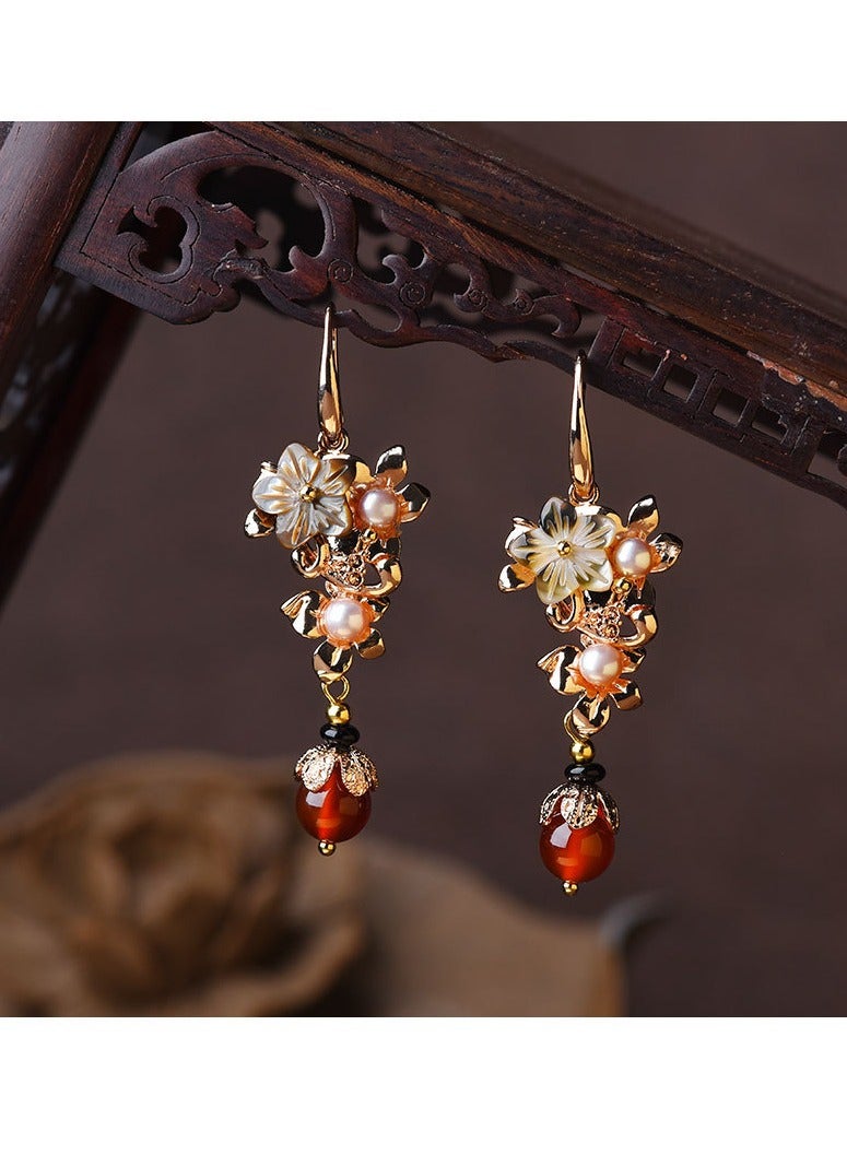 Long Earrings Pearl Earrings Personalised Chinese Style Earrings Earrings Female 14K Gold Ear Hooks 
