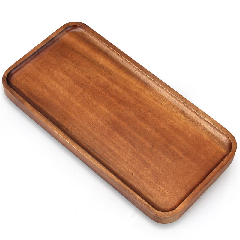 Ayiaren Acacia Wood Platters Small 12"x6" Long Charcuterie Board Rectangle Decorative Tray Wooden Serving Platter for Food Appetizer Cake Plates Kitchen Dish Cheese Boards Rectangular Snack Dessert Trays - Image 1