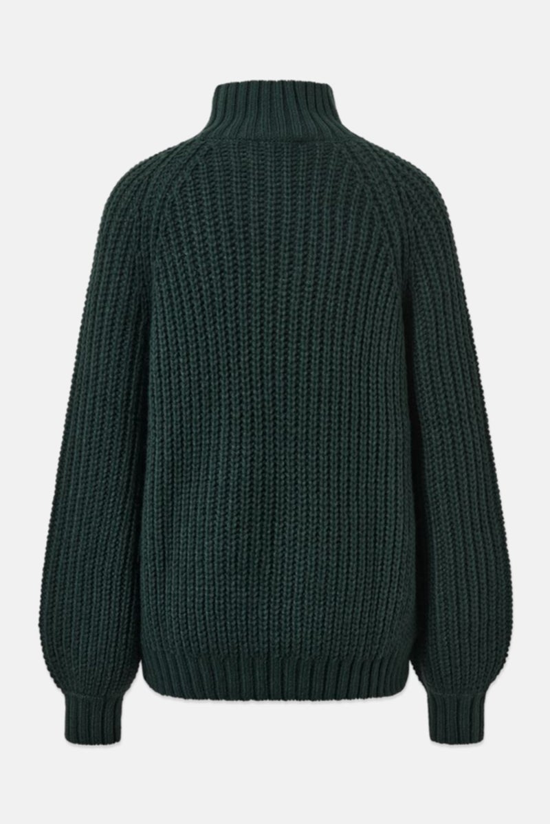 Tchibo Women Mock Neck Knitted Sweater, Dark Green - Image 3