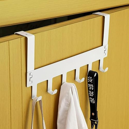 Boniry Over The Door Hanger, 6 Hook Design Versatile Door Hook Hanger Ideal for Organizing Clothes Perfect Door Hangers for Clothes and Accessories (6 Hook White, Pack of 1) - Image 1