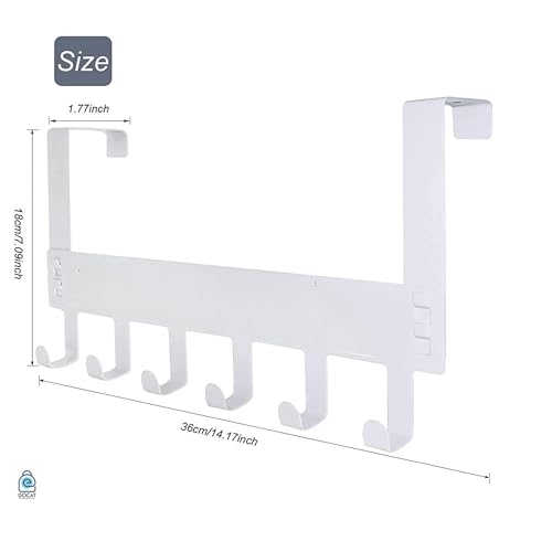 Boniry Over The Door Hanger, 6 Hook Design Versatile Door Hook Hanger Ideal for Organizing Clothes Perfect Door Hangers for Clothes and Accessories (6 Hook White, Pack of 1) - Image 2