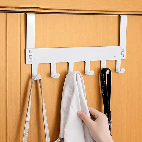 Boniry Over The Door Hanger, 6 Hook Design Versatile Door Hook Hanger Ideal for Organizing Clothes Perfect Door Hangers for Clothes and Accessories (6 Hook White, Pack of 1) - Image 3