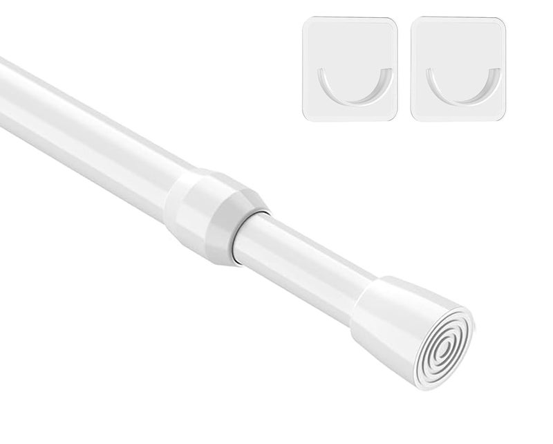 MEXAU 1Pcs Spring Tension Curtain Rod 26-39 inch Spring Tension Rods White Tension Rods Adjustable Spring Rod Extendable Tension Rod For Kitchen, Bathroom, Window, Bookshelf,Closet. - Image 1