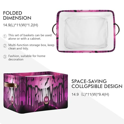 xigua Happy Halloween Pumpkins Foldable Storage Basket Collapsible Fabric Storage Bins Boxes Cubes with Handle Perfect Storage Organizer for Clothes Books 1PCS - Image 3