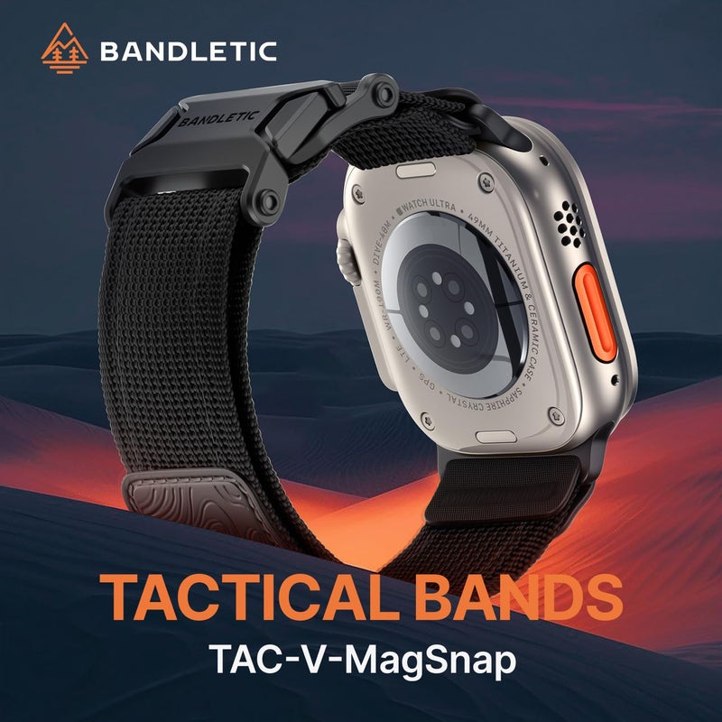 Bandletic Tactical Bands with Magnetic Buckle Compatible with Apple Watch Ultra 3 /Ultra 2 Band Men 49mm, Wide Stretchy Band for iWatch Bands 46mm 45mm 44mm 42mm Series 11 10 9 8 7 6 5 4 3 2 1 SE SE3 - Image 2