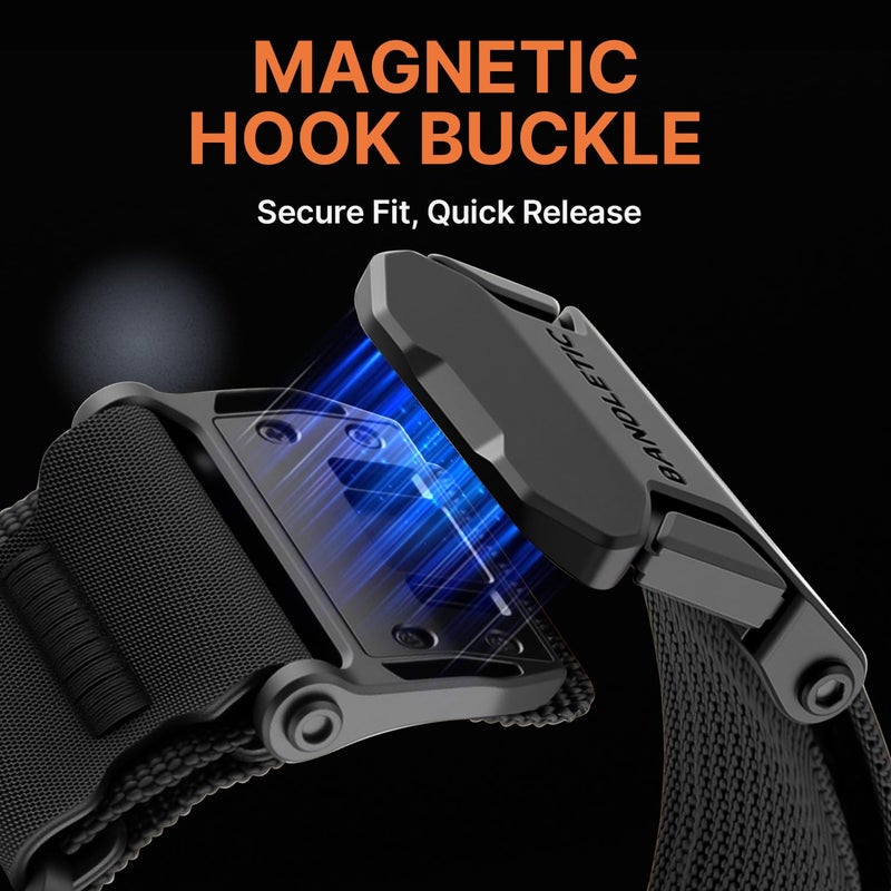 Bandletic Tactical Bands with Magnetic Buckle Compatible with Apple Watch Ultra 3 /Ultra 2 Band Men 49mm, Wide Stretchy Band for iWatch Bands 46mm 45mm 44mm 42mm Series 11 10 9 8 7 6 5 4 3 2 1 SE SE3 - Image 3