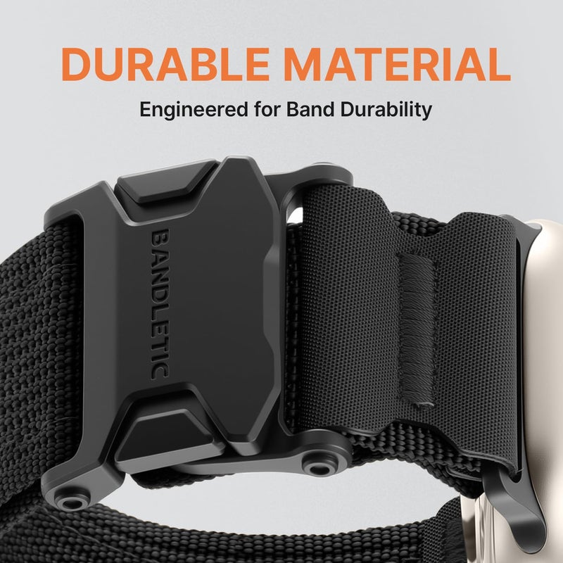 Bandletic Tactical Bands with Magnetic Buckle Compatible with Apple Watch Ultra 3 /Ultra 2 Band Men 49mm, Wide Stretchy Band for iWatch Bands 46mm 45mm 44mm 42mm Series 11 10 9 8 7 6 5 4 3 2 1 SE SE3 - Image 5
