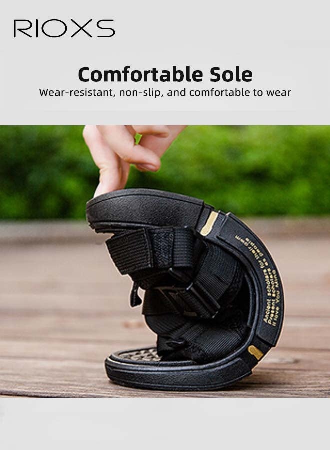Men's Flat Sandals,Open Toe Water Sandal,Arch Support Man Walking Sandals,Breathable Mesh Beach Sandalias,Non-Slip Casual Sandals For Men,Sports Sandals With Adjustable Back-Strap,Pool Slide Adjustable Flat Shoes