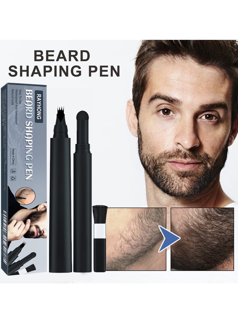 KASTWAVE Beard Pencil Filler For Men, Beard Filling Pen Kit WaterProof, with 4 Tip Beard Filling Pen, Beard Powder, Brush and Barber Pencil for Man Creates Natural Looking Beard and Eyebrow - Image 2