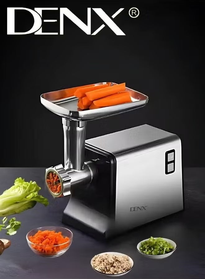 Denx Electric Meat Grinder 1200W High Power with Stainless Steel Blade, Fast Meat Mincer for Home Kitchen Use, Durable Silver Finish for Meat, Chicken & Vegetables - Image 5