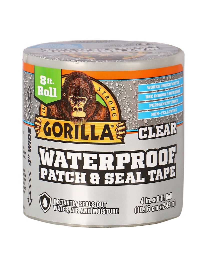 Gorilla Gorilla Waterproof Patch And Seal Tape, 4" x 8', Clear, (Pack of 1)  - Image 1