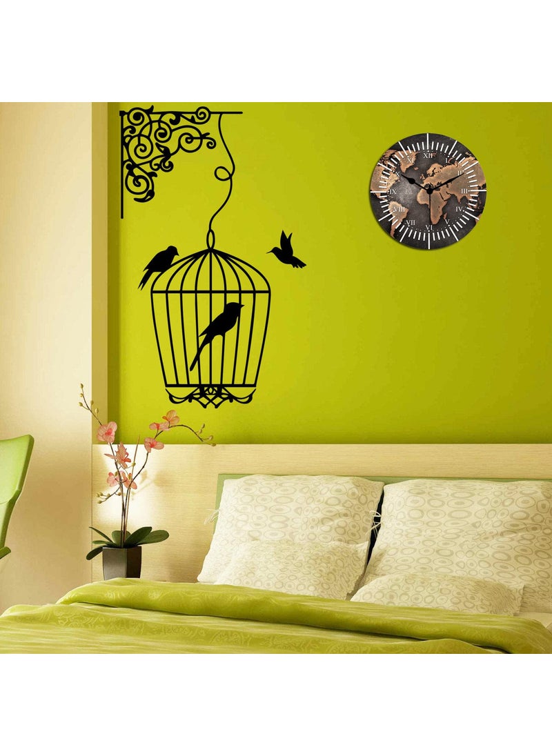 KARTIK KARTIK Wall Clock World Map Printed Designer Round Wooden Wall Clock Without Glass for Your Home/Living Room/Bedroom/Kitchen and Office (Multicolor, 11X11 inches)  - Image 2