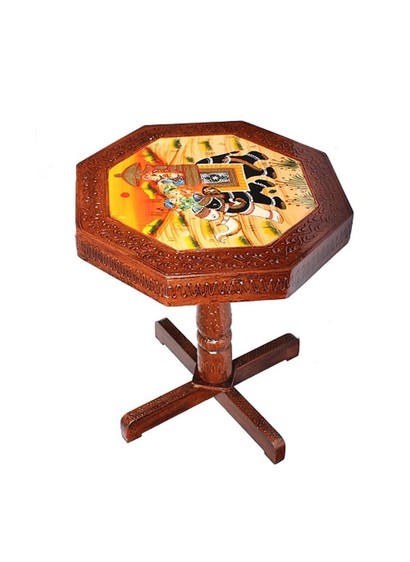 Paartha Saarthi SAARTHI Rajasthani Dhola Maru Handmade Wooden Ethinic Antique Designer Folding Table for Home Decor Office Garden Outdoor Indoor Balcony Launge Lawn Cafe Bar Living Room Bedroom Room Childern Room Decor Outdoor Sitting Multicolour Set of 1  - Image 1