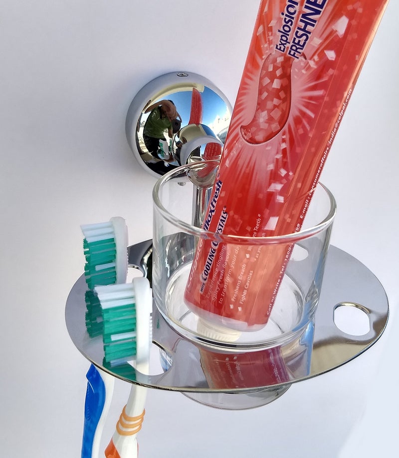 Amity Eco Tumbler Holder | Toothbrush Holder, Wall Mounted for Bathroom and Wash Basin, Stainless Steel with Chrome Finish - Image 2