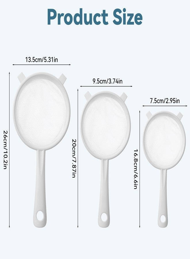 Xelsluthe 3 PCS Plastic Strainer with Handle Fine Mesh Strainer with Handle Nylon Mesh Strainers Colander Double Ear Fine Food Flour Sifter Food Yogurt Meshes Sieve for Baking Kitchen Colander Sifter Tea Juice - Image 2