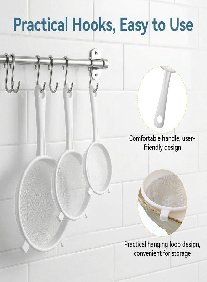Xelsluthe 3 PCS Plastic Strainer with Handle Fine Mesh Strainer with Handle Nylon Mesh Strainers Colander Double Ear Fine Food Flour Sifter Food Yogurt Meshes Sieve for Baking Kitchen Colander Sifter Tea Juice - Image 3