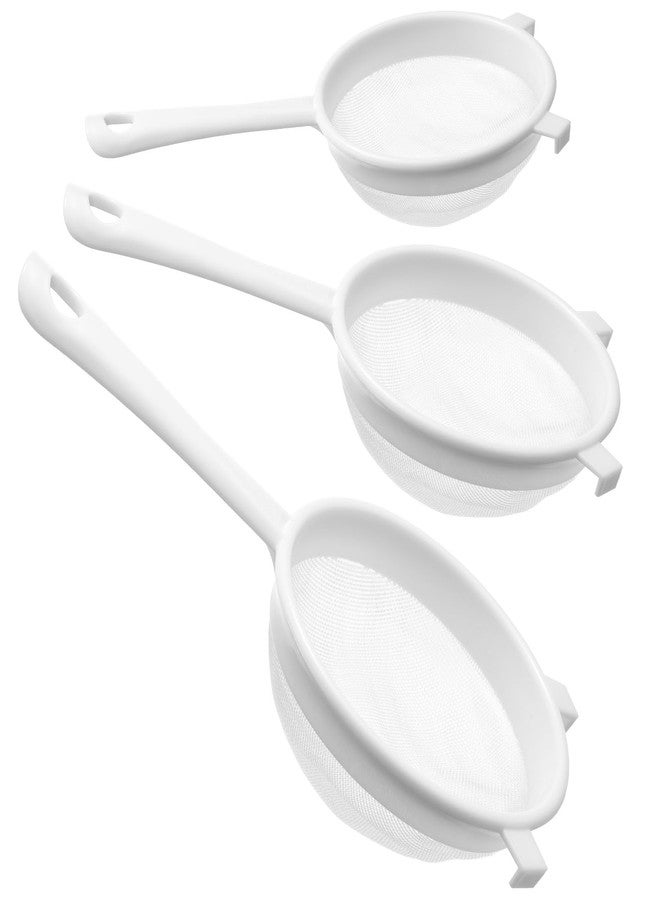 Xelsluthe 3 PCS Plastic Strainer with Handle Fine Mesh Strainer with Handle Nylon Mesh Strainers Colander Double Ear Fine Food Flour Sifter Food Yogurt Meshes Sieve for Baking Kitchen Colander Sifter Tea Juice - Image 1