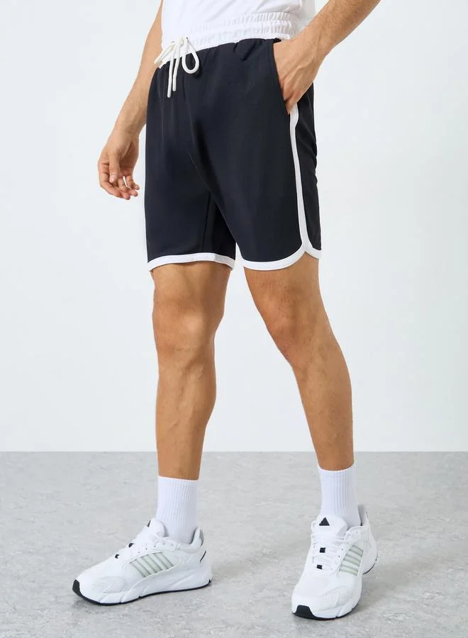 Contrast Trim Workout Shorts with Pocket