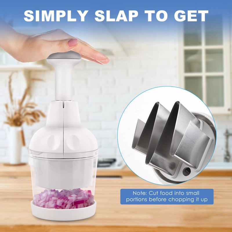 Mttobo Vegetable Chopper, Food Chopper Manual Hand, Onion, Salad, Garlic, Nut & Veggie Cutter, Dishwasher Safe, White - Image 5