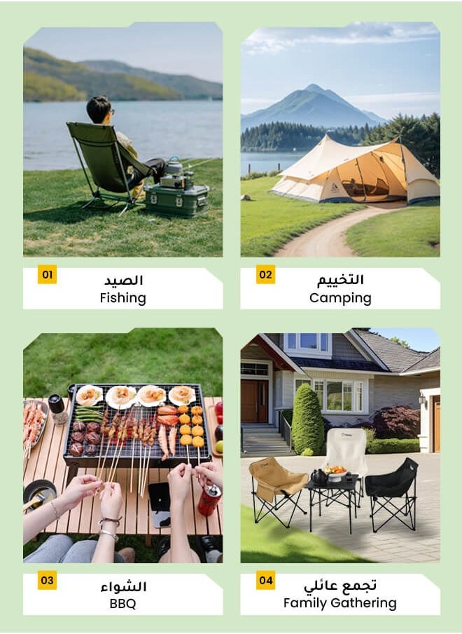 hibobi Foldable Travel Chair with Multiple Functions for Outdoor Use – Thick Padded Seat with Storage Bag, Premium Breathable Fabric, Perfect for Camping, Fishing, Barbecues, and Family Gatherings, Camping Chairs and Beach Chairs  - Image 3