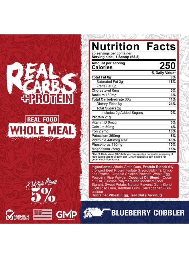 5% Nutrition ريتش بيانا ريال كاربس + بروتين | مسحوق بروتين كلي ماس جينر | وقود كربوهيدرات غذائي حقيقي لوجبة ما قبل التمرين/ما بعد التمرين | 3.2 رطل، 22 حصة (فطيرة التوت الأزرق) - Image 2