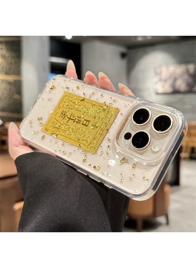 Keklle Iphone 15 Case, Apple 15 Protective Cover, High-end Gold Foil Transparent Shockproof Premium Silicone Case - Image 1