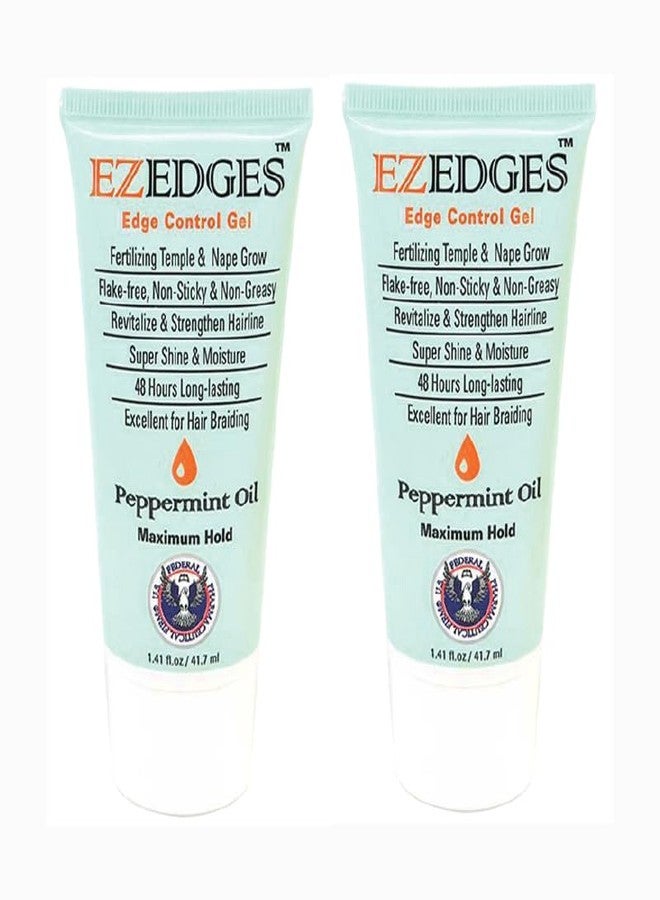 EZEDGES EDGE CONTROL GEL Extra Strong Hold (Peppermint Oil), 1.41 oz. (Pack of 2)