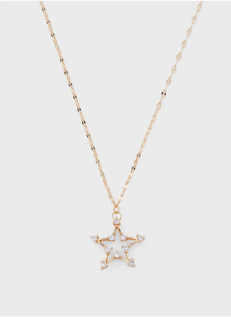 Ginger Diamante Star Pendant Necklace