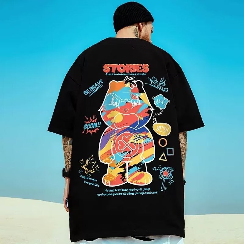2023 New National Trendy Panda T-shirt Men's Trendy ins Short-sleeved Trendy Brand Loose Summer Large Size Half-sleeved 8XL - Image 2