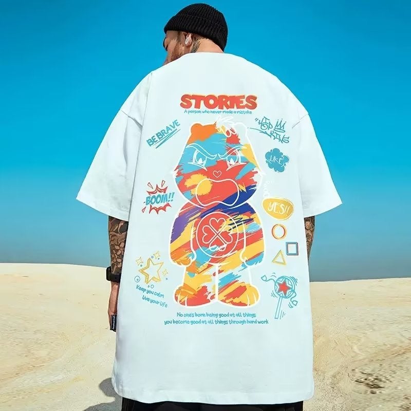 2023 New National Trendy Panda T-shirt Men's Trendy ins Short-sleeved Trendy Brand Loose Summer Large Size Half-sleeved 8XL - Image 5