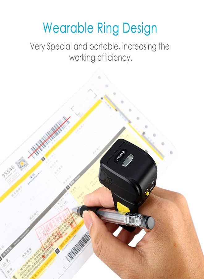 Eyoyo 1D Wireless Wearable Ring Finger Barcode Scanner, Bluetooth & 2.4G Wireless & USB Wired Connection, Portable Mini UPC ISBN Bar Code Reader Compatible with iPhone, iPad, Android, Tablet - Image 2