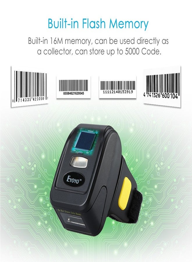 Eyoyo 1D Wireless Wearable Ring Finger Barcode Scanner, Bluetooth & 2.4G Wireless & USB Wired Connection, Portable Mini UPC ISBN Bar Code Reader Compatible with iPhone, iPad, Android, Tablet - Image 4