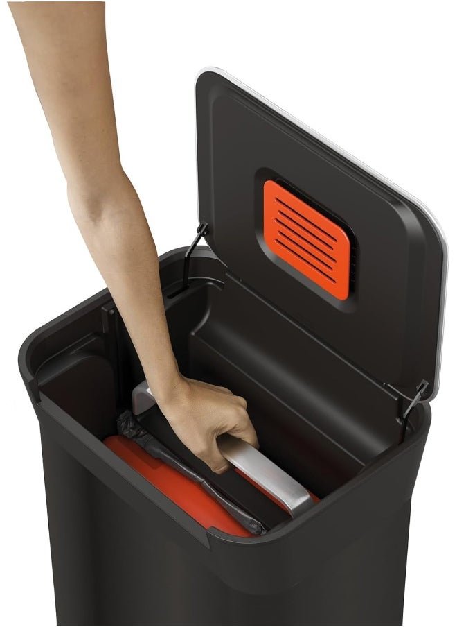 Joseph Joseph Joseph Joseph Intelligent Waste Titan Trash Compactor Kitchen Bin With Odour Filter, Holds Up To 90L After Compaction, Black, 30L  - Image 4