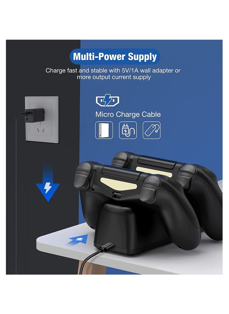 Generic - PS4 Controller Charger, PS4 Controller Charging Dock Station with USB Charging cable, PS4 Charging Station compatible with PS4 / PS4 Slim / PS4 Pro Controller - Image 1