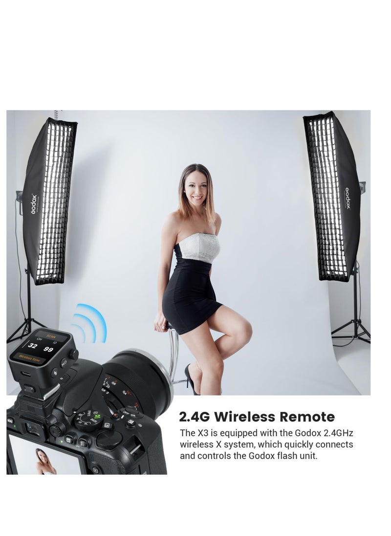 Excefore - Godox X3-S TTL Wireless Flash Trigger for Sony Camera, OLED Touchscreen Flash Transmitter, 1/8000s HSS TTL TCM Function, Built-in Battery Support Quick Charge, for Sony A7IV A7C A7M4 A7R A7RIII - Image 1
