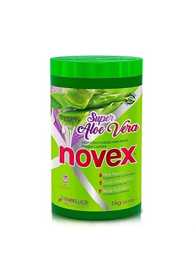 NOVEX Super Aloe Vera Hair Mask Infused with Organic Aloe Vera, Frizz and Volume Control, 35.3 Oz, Jar  - Image 1