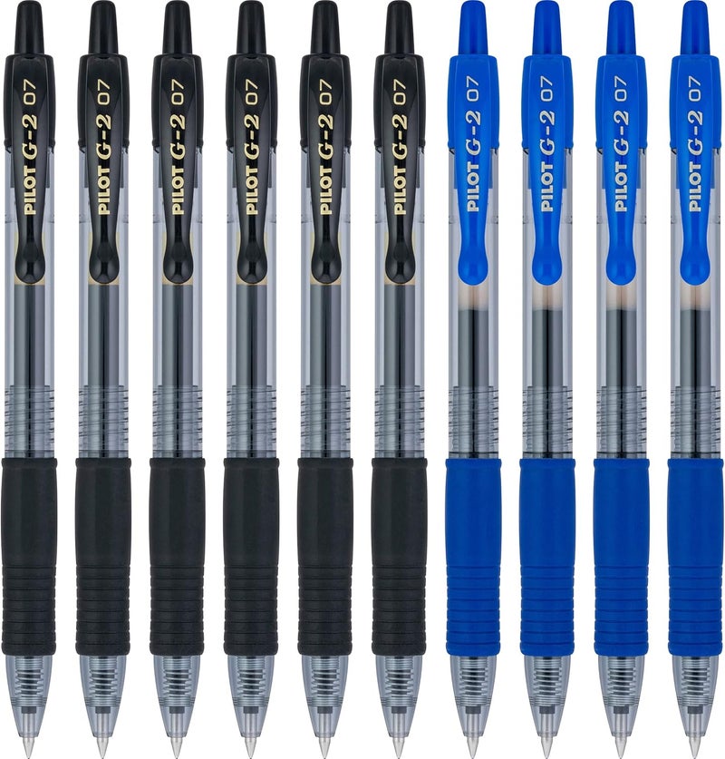 PILOT G2 Premium Refillable & Retractable Rolling Ball Gel Pens, 0.7mm Fine Point, 6 Black and 4 Blue Pens (Pack of 1, 10 Count Total) - Image 2