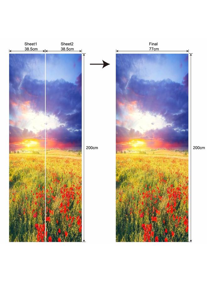 الأزرق جي دبليو ملصق ديكور سلسلة المناظر الطبيعية الخاصة 3D ملصق باب محاكاة قابل للإزالة ملصق الحائط غرفة النوم غرفة المعيشة تجديد ورق الحائط PVC - Image 1